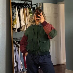 vintage 100% genuine leather multicolor bomber